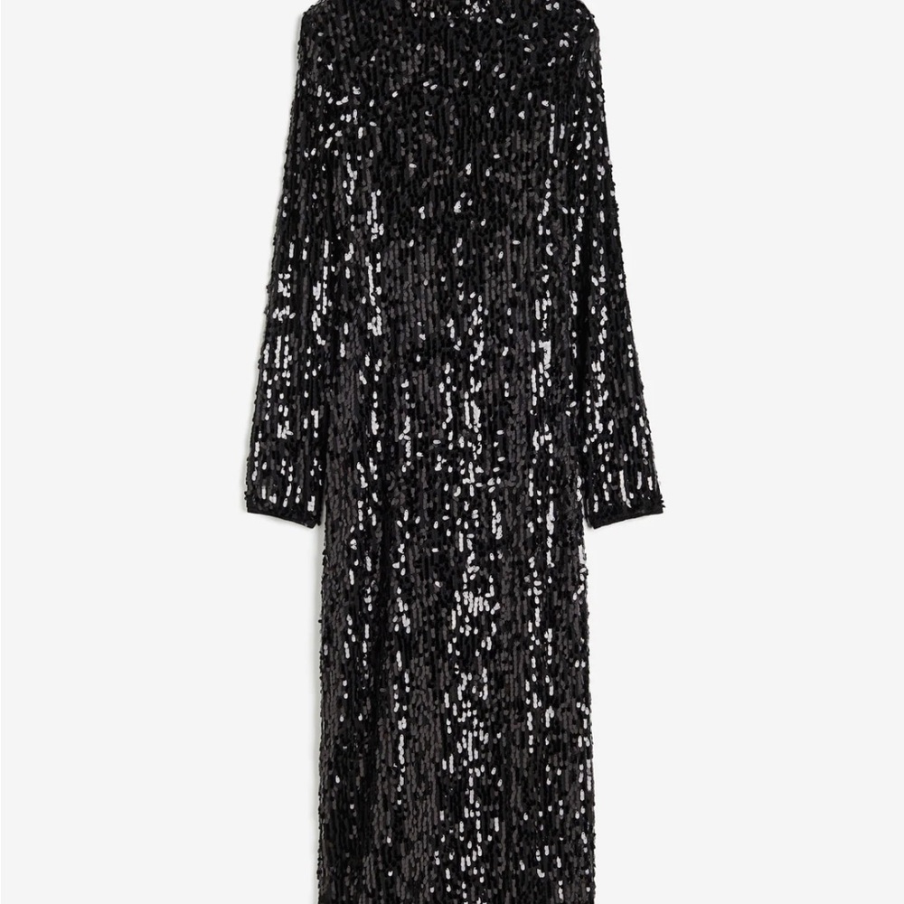 Black Sequin Mid Length Party or Holiday Dress - Medium, NEW, H&M